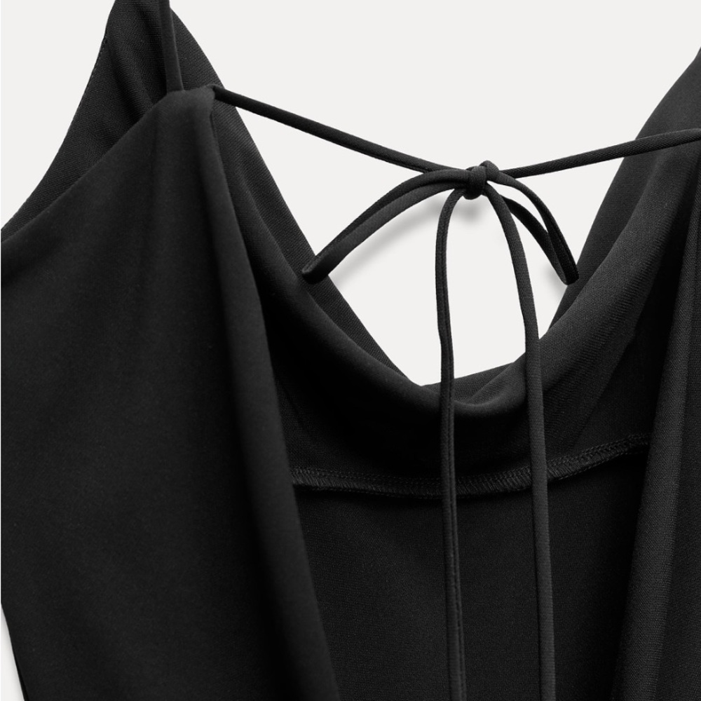 Sz M Zara DRAPED DRESS Elegant Black Women's Dress - Picture 6 of 14